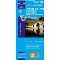 Achat Carte randonnées IGN - 2640 OT - Gorges Du Tarn Et De La Jointe Causse Méjan