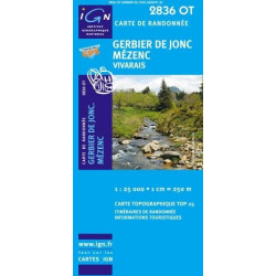 Achat Carte randonnées IGN - 2836 OT - Gerbier De Jonc Mézenc - Vivarais