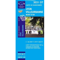 Achat Carte randonnées IGN - 3031 OT - Lyon Villeurbanne - Mont d'Or