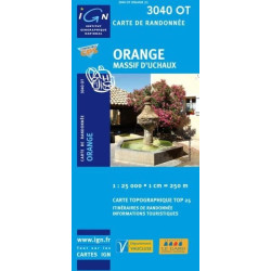 Achat Carte randonnées IGN - 3040 OT - Orange - Massif d'Uchaux