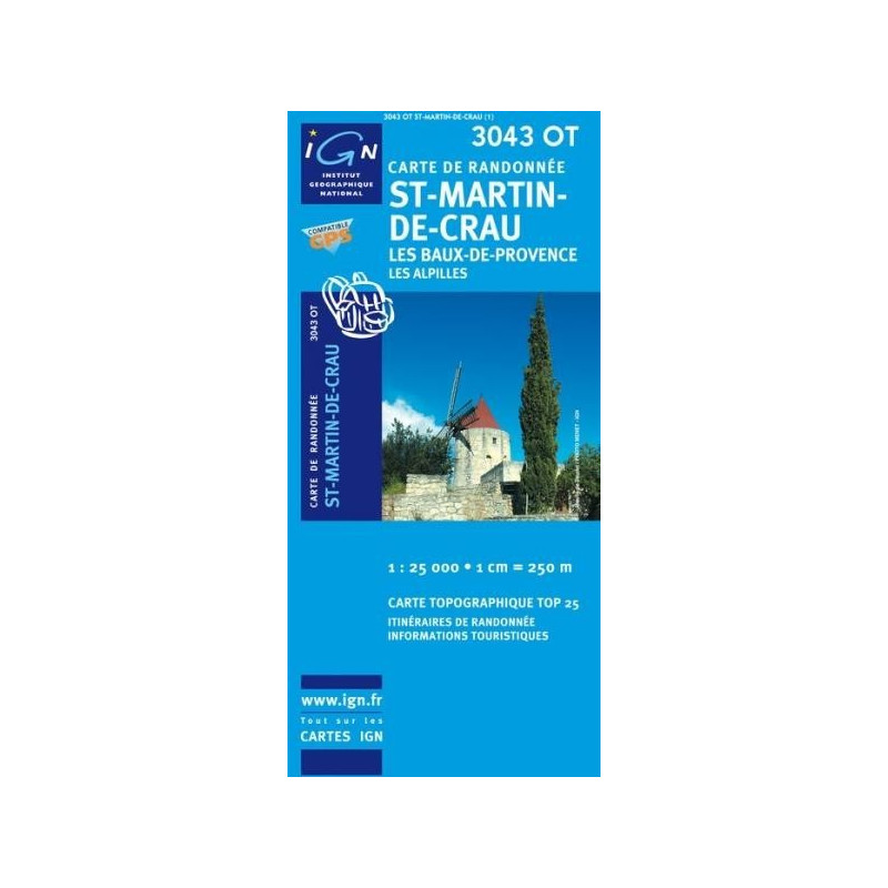Achat Carte randonnées IGN - 3043 OT - St Martin De Crau - Les Baux de Provence
