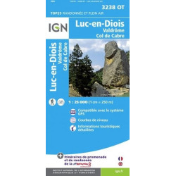 Achat Carte randonnées IGN - 3238 OT - Luc En Diois - Valdrôme col de Cabre
