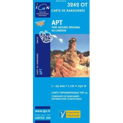 Achat Carte randonnées IGN - 3242 OT - Apt - Parc naturel régional du Luberon