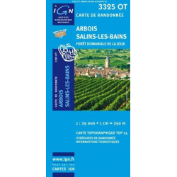 Achat Carte randonnées IGN - 3325 OT - Arbois Salins Les Bains - Forêt Domaniale de la Joux