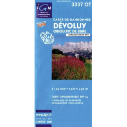 Achat Carte randonnées IGN - 3337 OT - Dévoluy - Obiou Pic de Bure