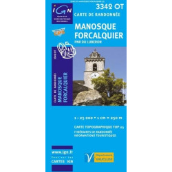 Achat Carte randonnées IGN - 3342 OT - Manosque Forcalquier - PNR du Luberon