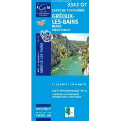 Achat Carte randonnées IGN - 3343 OT - Gréoux Les Bains - Rians
