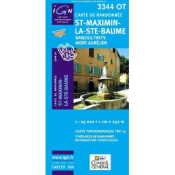 Achat Carte randonnées IGN - 3344 OT - St Maximin La Ste Baume - Barjols Trets Mont Aurélien