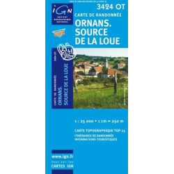 Achat Carte randonnées IGN - 3424 OT - Ornans Source De La Loue