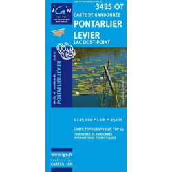 Achat Carte randonnées IGN - 3425 OT - Pontarlier Levier - Lac de St Point