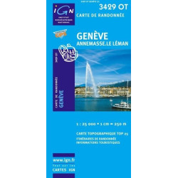 Achat Carte randonnées IGN - 3429 OT - Genève - Annemasse Le Léman