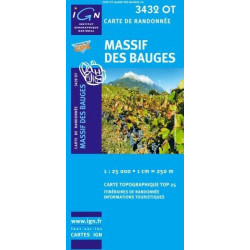 Achat Carte randonnées IGN - 3432 OT - Massif Des Bauges