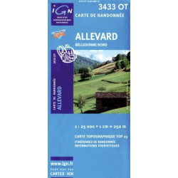 Achat Carte randonnées IGN - 3433 OT - Allevard - Belledonne Nord