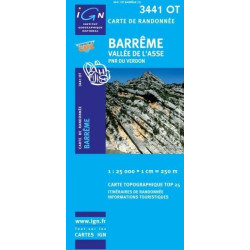 Achat Carte randonnées IGN - 3441 OT - Barrême - Vallée de l'Asse