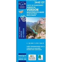 Achat Carte randonnées IGN - 3442 OT - Gorges Du Verdon - Moustiers Ste Marie