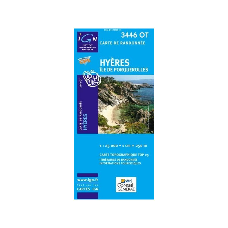 Achat Carte randonnées IGN - 3446 OT - Hyères - Île de Porquerolles