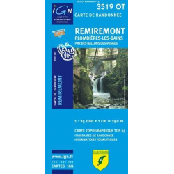 Achat Carte randonnées IGN - 3519 OT - Remiremont - Plombières les Bains
