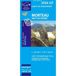 Achat Carte randonnées IGN - 3524 OT - Morteau - Saut du Doubs