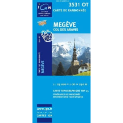 Achat Carte randonnées IGN - 3531 OT - Megève - Col des Aravis