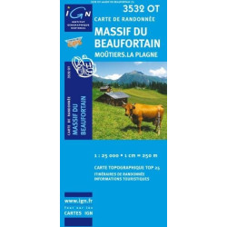 Achat Carte randonnées IGN - 3532 OT - Massif Du Beaufortain - Moûtiers La Plagne