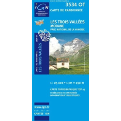 Achat Carte randonnées IGN - 3534 OT - Les Trois Vallées Modane - Parc National de la Vanoise