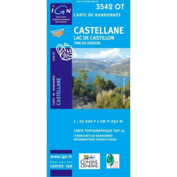 Achat Carte randonnées IGN - 3542 OT - Castellane - Lac de Castillon