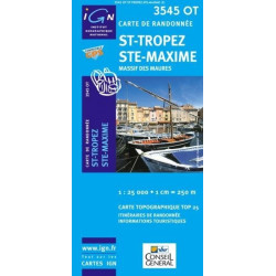 Achat Carte randonnées IGN - 3545 OT - St Tropez Ste Maxime - Massif des Maures