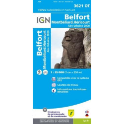 Achat Carte randonnées IGN - 3621 OT - Belfort - Montbéliard Héricourt