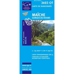 Achat Carte randonnées IGN - 3623 OT - Maîche - Gorges du Doubs