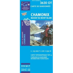 Achat Carte randonnées IGN - 3630 OT - Chamonix - Massif du Mont Blanc