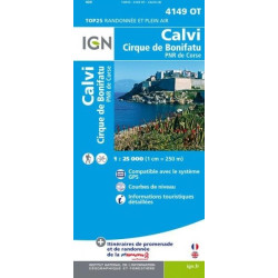 Achat Carte randonnées IGN - 4149 OT - Calvi - Cirque de Bonifatu