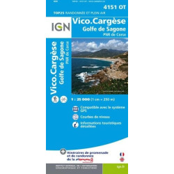 Achat Carte randonnées IGN - 4151 OT - Vico Cargèse - Golfe de Sagone