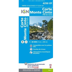 Achat Carte randonnées IGN - 4250 OT - Corte Monte Cinto - PNR de Corse