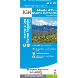 Achat Carte randonnées IGN - 4251 OT - Monte d'Oro Monte Rotondo - PNR de Corse