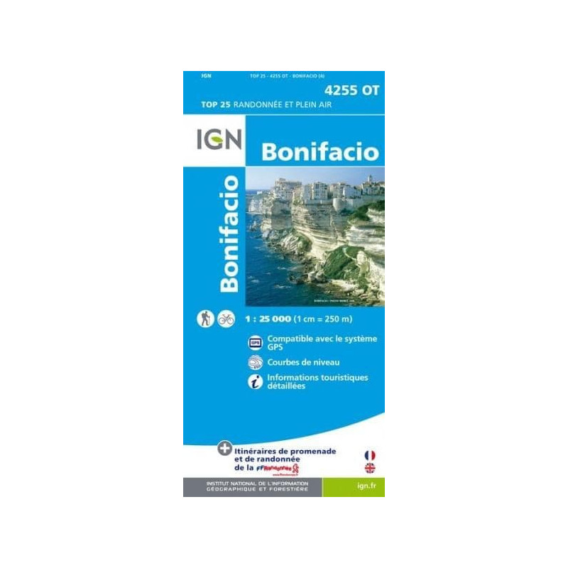 Achat Carte randonnées IGN - 4255 OT - Bonifacio