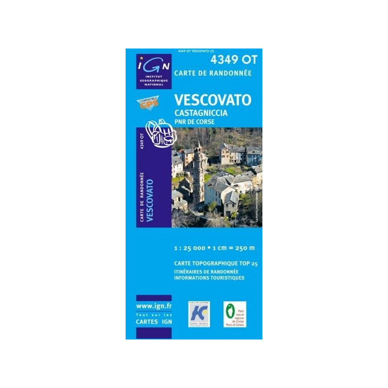 Achat Carte randonnées IGN - 4349 OT - Vescovato - Castagniccia