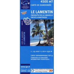 Achat Carte randonnées IGN - 4502 MT - Le Lamentin - Presqu'île de la Caravelle PNR de la Martinique