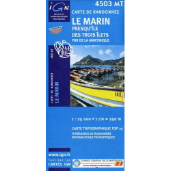 Achat Carte randonnées IGN - 4503 MT - Le Marin - Presqu'île des trois Îlets PNR de la Martinique