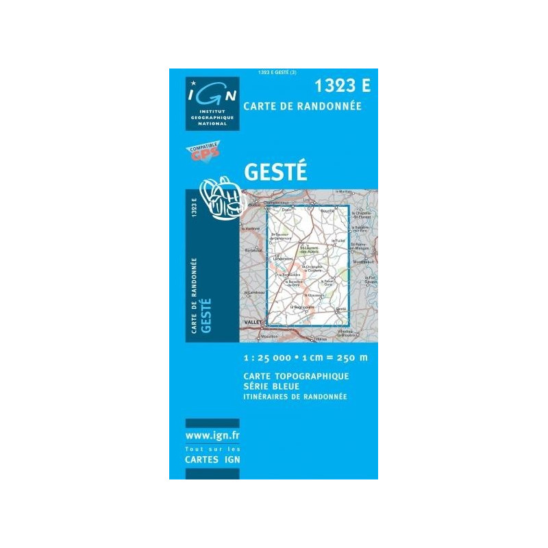 Achat Carte randonnées IGN - 1323 E - Gesté Achat Carte randonnées IGN - 1323 E - Gesté